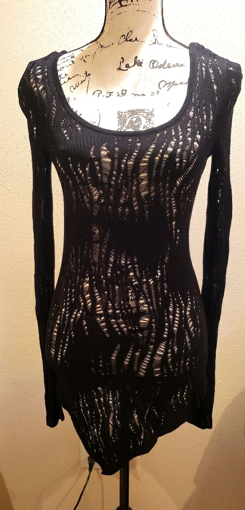 Express Open Weave Asymmetrical Sweater Nwot - image 1